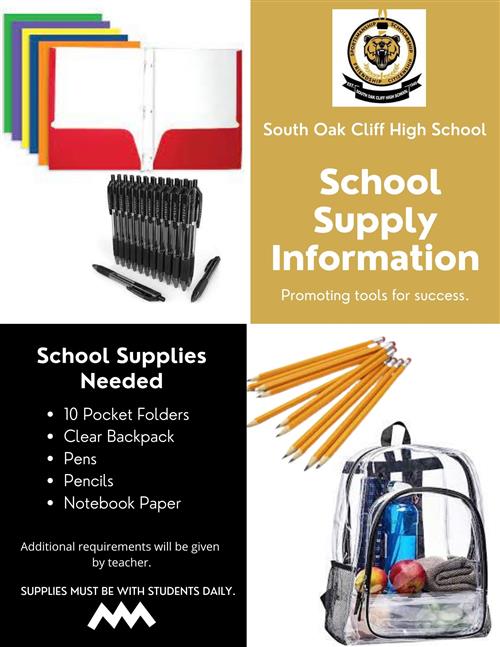  SOC High School School Supplies Information